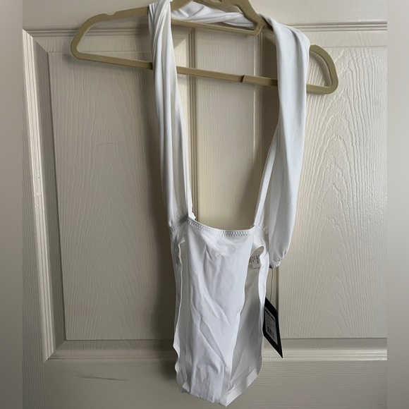 NWT Norma Kamali Cross Halter Bodysuit - Snow White - Picture 4 of 6